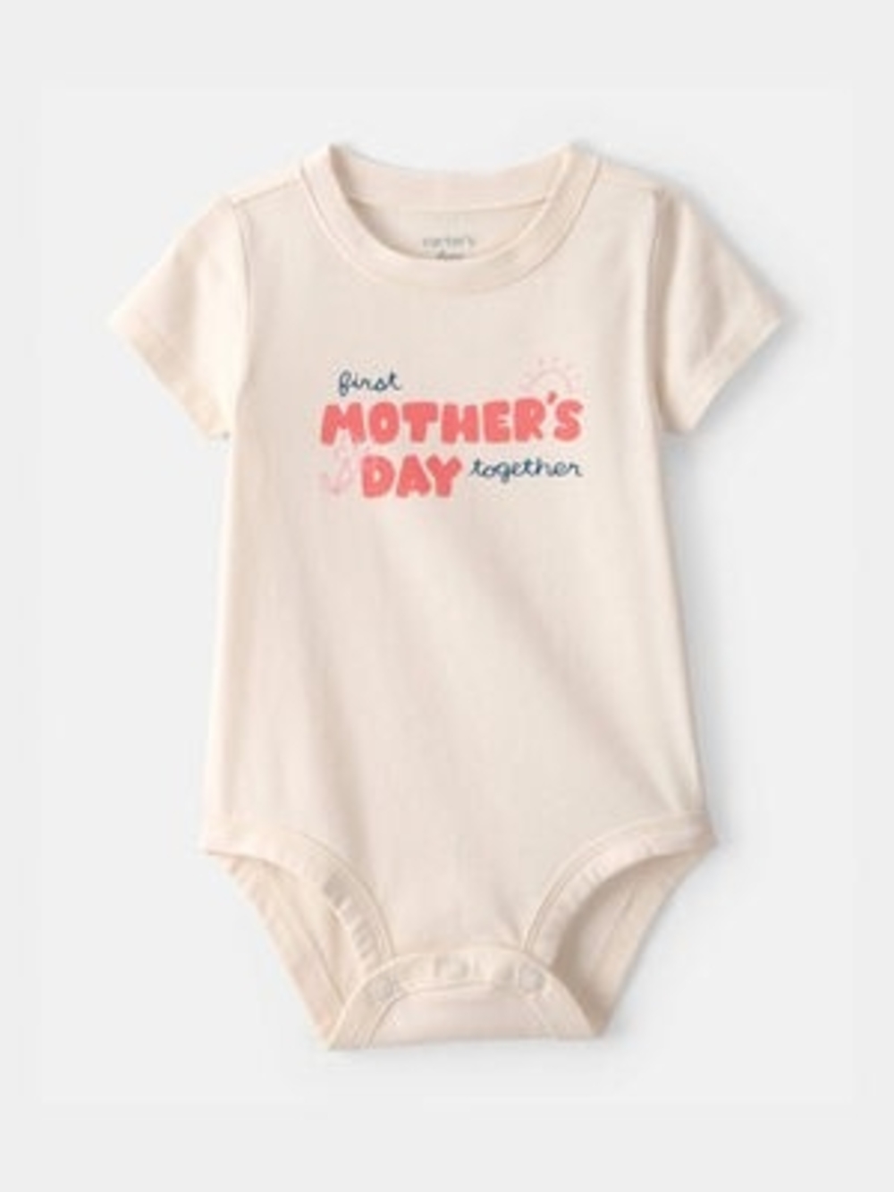Carter's Cream Baby One-Piece with Coral & Navy 'Mother's Day' Print